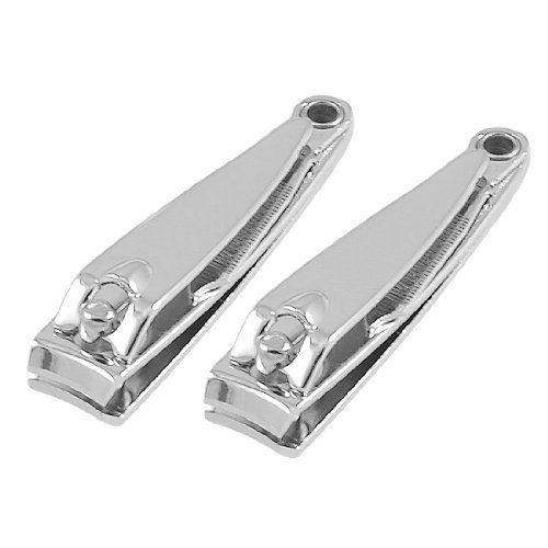 TOOGOO(R) 2 Pcs Sharp Metal Fingernail Nail Clippers Cutters Silver Tone