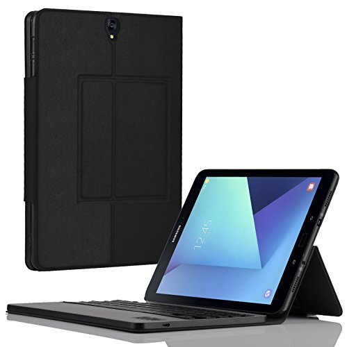Samsung Galaxy Tab S3 9.7 Tastatur [QWERTZ Tastatur]- IVSO mit Standfunction , Abnehmbare Wireless Bluetooth Tastatur Schutzhülle NUR geeignet für Samsung Galaxy Tab S3 9.7 Tablet-PC, Schwarz