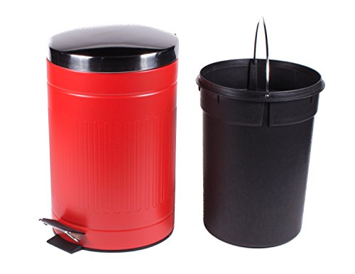 Treteimer Mülleimer Abfalleimer 12l aus Metall rot - 4