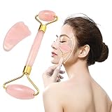 Jade Roller and Gua Sha Scraping Facial Tools Set,Rose Quartz Roller 100% Highes