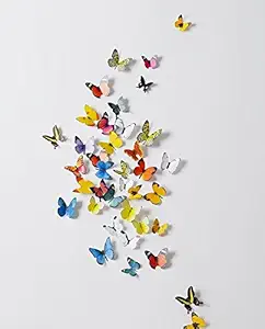 H1-002 Multicolour 3D Butterflies Wall Sticker JAAMSO ROYALS (Combo Pack of 19 pcs)