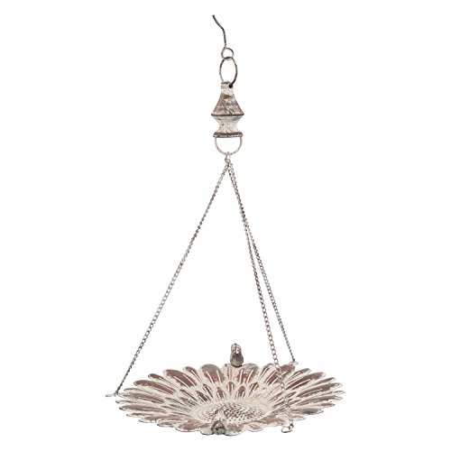 Vogeltränke zum hängen Futterstelle aus Eisen für Vögel mit 2 Vögeln Braun Wasserschale Rostfarben