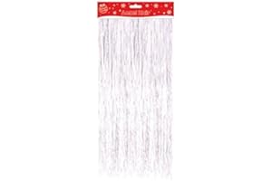 The Home Fusion Company Navidad Decoración Pelo Ángel Tinsel Metálica Lametta Blanco Rojo Dorado Plateado - Blanco