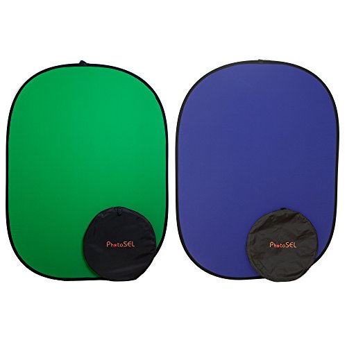 PhotoSEL BD113GU Fondo Plegable Reversible para Estudio Fotográfico y de Vídeo de Pantalla de 1,5 × 2m,Verde Azul