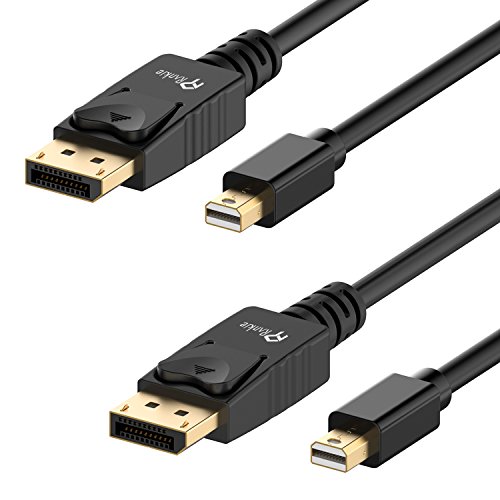 Mini DP auf DP Kabel, Rankie 2-Pack 1.8m Vergoldet MiniDP (Mini DisplayPort) to DP (DisplayPort) Kabel Cable 2K-Auflösung Bereit (Schwarz) - R1105E
