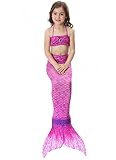 Le SSara Mädchen Cosplay Kostüm Badebekleidung Meerjungfrau Shell Badeanzug 3pcs Bikini Sets (120, F-lila) -