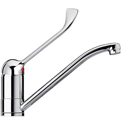 Preisvergleich Produktbild tradeshoptraesio® – Wasserhahn Mischbatterie Waschbecken Steuerung gekröpft Hebel lang klinische Restaurant