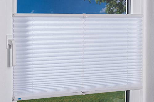 K-home Klemmfix-Plissee Palma Weiß 40 x 130 cm (B x L) Lichtschutz +++ Moderne Crushed Optik +++ - 5