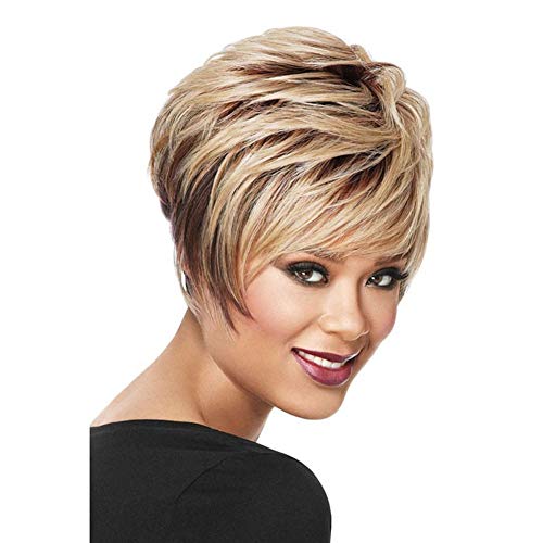 Preisvergleich Produktbild DANTB Mehr Stilvolle Shaggy Blonde Kurz Gerade Capless Synthetische Perücke