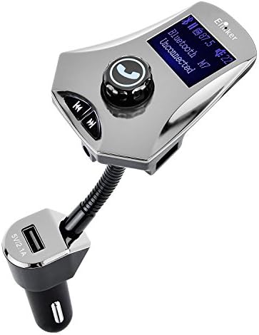 FM Transmitter, Elinker Bluetooth MP3 Player Wireless Car Charger Radio Adapter Handsfree Calling Car Kit with Dual Charging Ports 5V/2.1A, LCD Screen 3.5mm Aux Port TF d Slot &amp; U Disk for Smart Phones and Other Digital Devices (Silver)