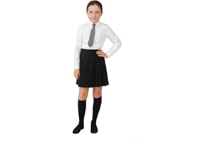 INSAFIANS Girl's School Skirts Grey Black High Waist All Around Pleated Skirt School Uniform 9 10 11 12 13 14 15 16 Years
