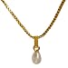 Surat Diamonds Drop Shaped Natural Freshwater White Pearl Pendant for girls with Gold Plated Chain (SDS266) RS.89.00