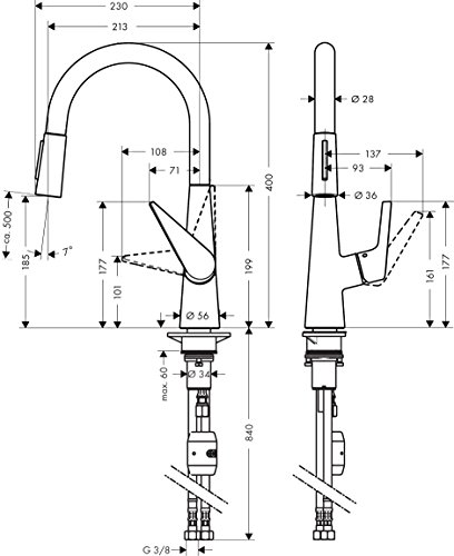 hansgrohe Talis S Einhebel-Küchenmischer, Komfort-Auslauf 200mm mit ausziehbarer Brause, chrom - 6