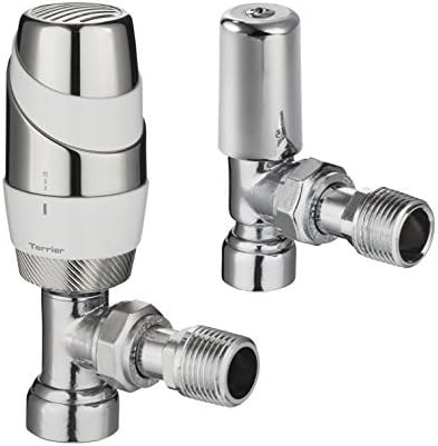 Terrier 632336 Gloss White Valve with 10 mm Chrome Angle Bodied and Lock Shield Valve