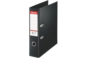 Esselte A4 Lever Arch File, Black, 72 mm Spine, Plastic, Vivida Range, 811370, 500 Sheets Capacity