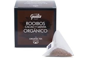 CAFES GUILIS DESDE 1928 AMANTES DEL CAFE Rooibos biologique avec cacao et menthe en feuille 15 pyramides - Pack 4