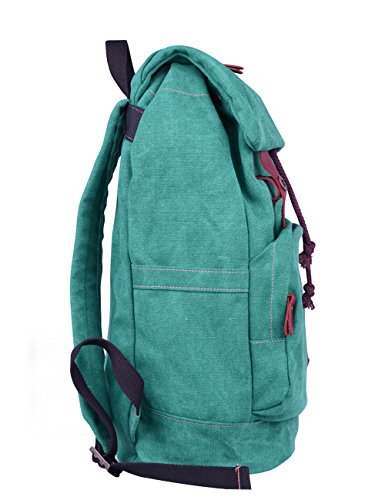 Douguyan Rucksacks for Women Canvas Travel Backpack Outdoor Backpacks Casual Rucksack for College School E00119 Green