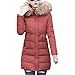Produktbild Damen Winterjacke Lange Daunenjacke Outwear Frauen Winter Warm Kunstpel dünner Steppjacke Starke Dicker Kapuzenjacke mit Kapuze Kragen Jake erdickt Gepolsterten Mantel Riou Sale (XL, Wein)