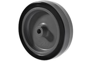 ROSS CASTORS Premium 100mm Light Duty Rubber with Plain Bearings - Grey Polypropylene Center, 80kg Load Capacity - Ideal for Trolleys, Furniture & Equipment, 8mm Hub Bore Wheel