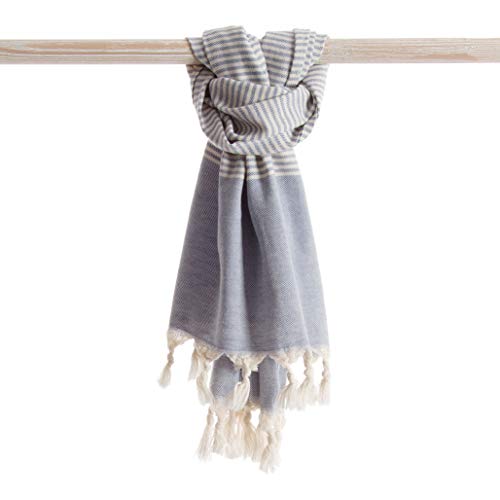ANATURES Traveler Denim Blue Serviette de Bain pour hammam Serviette de Plage Bleu 100 x 45 cm