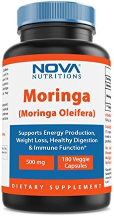 Nova Nutritions Organic Moringa 500 mg 180 Vcaps
