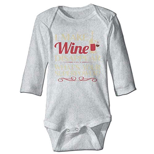 Unisex Newborn Bodysuits I Make Wine Disappear Baby Babysuit Long Sleeve Jumpsuit Sunsuit Outfit Ash