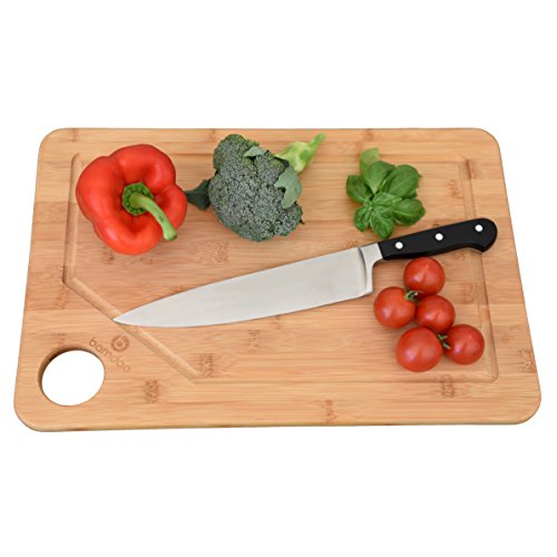 Schneidebrett aus Bambus mit praktischer Saftrille – Extra Groß – 45,4cm x 30,5cm x 1,9cm – beidseitig verwendbares Tranchierbrett - 2