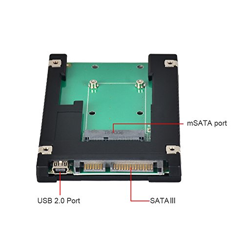 ELUTENG mSATA Adapter 2 in 1 mSATA zu 2,5″ SATA SSD Gehäuse Super Speed 6 Gbit/s mSATA auf mini USB Adapter Konverter für 27mm / 50mm / 70mm mSATA Festplatten Gehäuse - 2