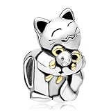 Pugster 925 plata de ley gato sonriente Abrazando ratón Animal charms...