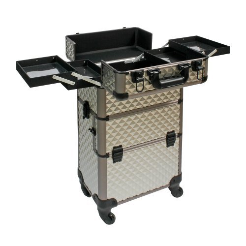 Trolley 2 Wheel Pilot's Case 60L 3-D Surface Alu Frame Suitcase - Beauty Case - Z: 4Rad - champagne