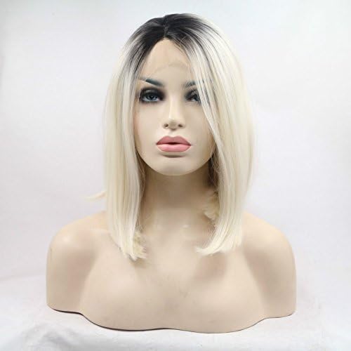 Xiweiya Wigs Synthetic Blonde Ombre Lace Front Bob Wig Synthetic Blonde Short Bob Straight Wigs For Women Hair Heat Resistant Fiber Short Blonde Bob Hair