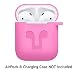 Produktbild SHSH AirPods Schutzhülle aus Silikon für AirPods von Apple AirPods, Ladehülle mit Clip, Schlüsselanhänger/Gurt, Ohrhaken/weiche Aufbewahrungstasche für Apple Airpod, hot pink, Airpods
