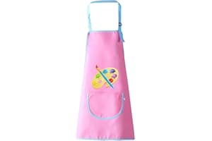 ‎PLABBDPL PLABBDPL Malschürze Verstellbar, Kinder Schürzen Set mit Taschen, Kochschürze für Jungen Mädchen, Verstellbare Kleinkind Kochschürze für Basteln Malen Backen Kochen, Rosa, 5-11 Jahre