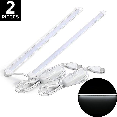 YouOKLight 30CM 3.6W Cold White Light LED Reading Lamp 18pcs SMD2835 USB Night Study Reading Book Light Dormitory Cabinet Closet Light LED Bar Strip Table Lamp With Switch, Pack of 2