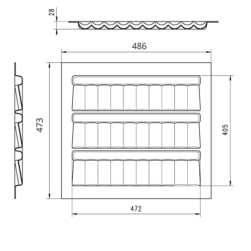 ORGA-BOX® Gewürzgläsereinsatz Gewürzdoseneinsatz / 486 x 28 x 473 mm / silbergrau / für 60er Schublade z.B. Nobilia ab 2013 - 4