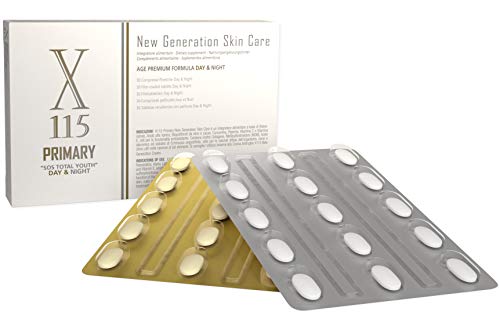 Antioxidantes| Anti Edad |? Piel, Articulaciones, Pelo, Uñas| X115® Primary - 15+15 Comprimidos Day & Night| Ácido Hialurónico ? MSM ? Colágeno ? Curcumina ? Piperina ? Equinácea ? Resveratrol ? Vitaminas C y E ? Ácido Lipoico ? Polifenoles ? Cobre ? Zinc
