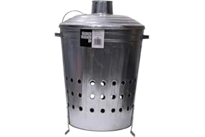 SWL Galvanised Metal Incinerator Recycle Burning Leaves Garden Rubbish Fire Wood Burner (45 Litre)