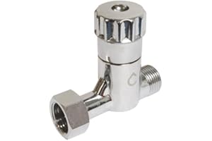 SOMATHERM FOR YOU, Robinet d'arrêt droit anticalcaire pour WC, entrée mâle, sortie écrou tournant 3/8", tête céramique, finition chromée, design moderne - 12/17, chromé