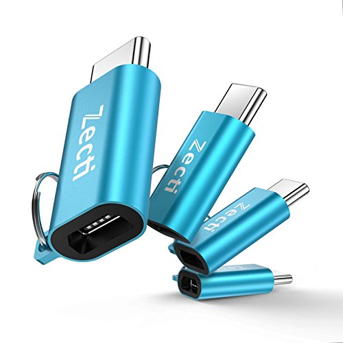 Zecti USB C Adapter auf Micro USB [4 Stücke] USB C Adapter mit Keychain und 56K Widerstand für OnePlus 3, HTC 10, Google Chromebook Pixel,LG G5