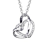 NEVI Heart in Heart Fashion Swarovski Crystals Rhodium Plated Princess Pendant Chain Jewellery for Women & Girls (Silver) RS.450 (82.00% Off) - Amazon