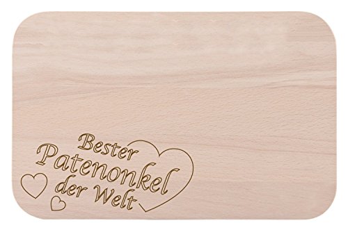 Frühstücksbrettchen / Frühstücksbrett mit Gravur "Bester Patenonkel der Welt" als Geschenk - aus Holz - Geschenkidee ideal zum Geburtstag oder zu Weihnachten