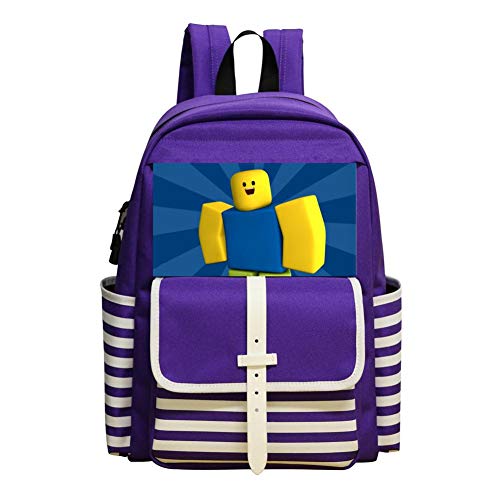 YUNZHUOshoo Game Player Blank Meme Template-Roblox School Backpack Bookbag Daypack Shoulder Bag Purple