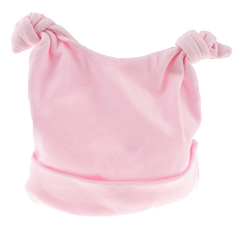 Baby Girls Boys Super Soft Cotton Beanie Hat Cap Double Knot 0-3 Months Newborn Pink