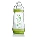 Mam Anti-Colic Baby Bottle 260ml 0-6 Months Flow 2 - Colour : Transparent green with patterns