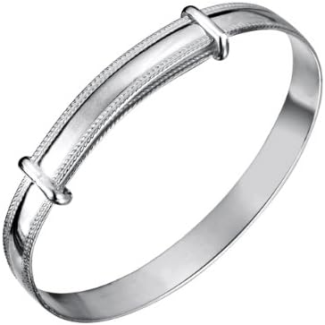 Jo Expanding Sterling Silver Baby Bangle Beaded Edge 45mm