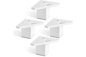 REI REUNION INDUSTRIAL SOCIEDAD LIMITADA Pack 4 Patas para Muebles con Placa de Montaje - Elevadores de Muebles - Plástico ABS - Altura: 6 cm - Color: Blanco- No Incluye Tornillos - Rei