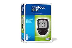 ContourPlus Blood Glucose Monitoring System Glucometer with 25 Free Strips(Multicolour)