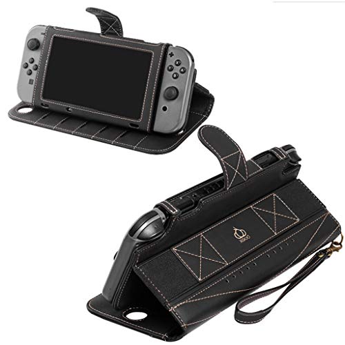 Preisvergleich Produktbild Fcostume Für Nintendo Switch Ledertasche Schutzhülle Multifunktion Lager Tragetasche (schwarz)