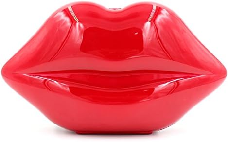 Women Acrylic Red Heading Lips Evening Bags Purses Clutch Vintage Banquet Handbag (Red)