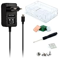 Aukru 3 set kit - Raspberry Pi 3 Gehäuse/Case transparent + Netzteil 5V 3000mA Micro usb + Kühlkörper für Raspberry Pi 3 Model B